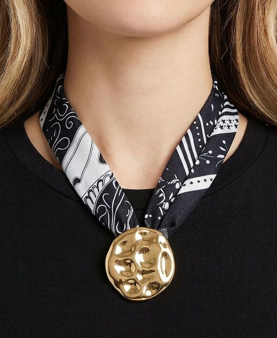 
Printed Scarf Pendant Necklace in BLACK view 1