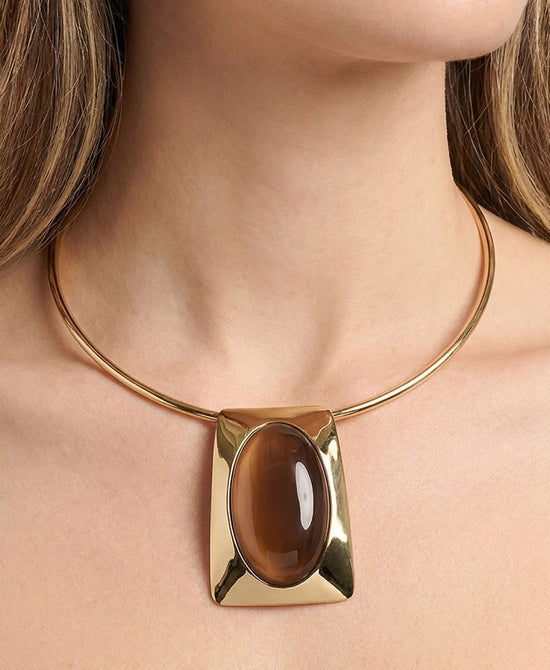 
Pendant Collar Necklace in BROWN/GOLD view 1