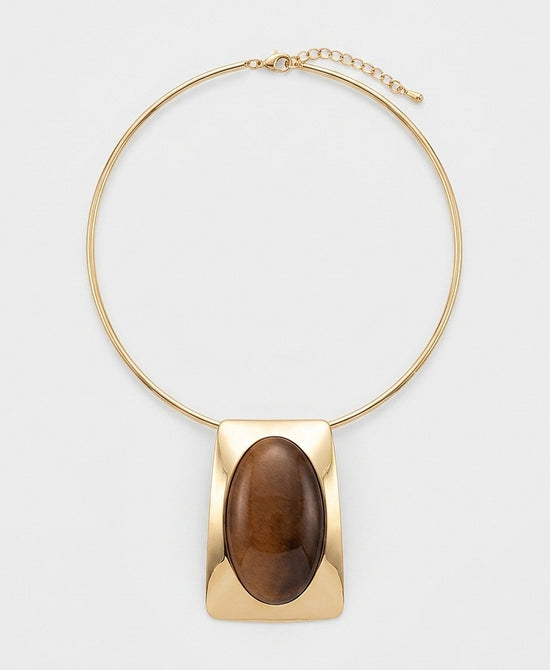
Pendant Collar Necklace in BROWN/GOLD view 2