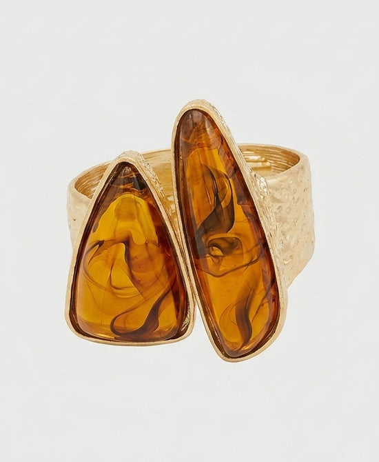 
Large Resin Textured Cuff Bracelet in BROWN/GOLD view 2