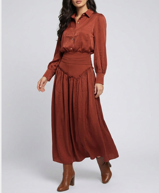 
Banded Waist Blouse in RUST view 2