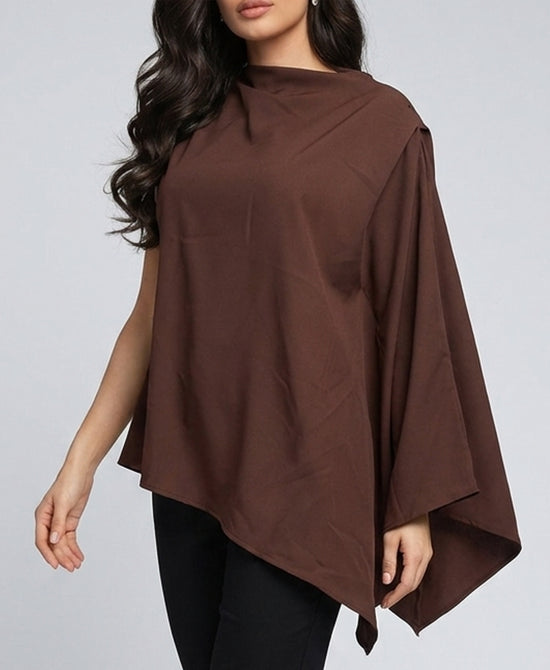 
Asymmetrical Blouse in BROWN view 1