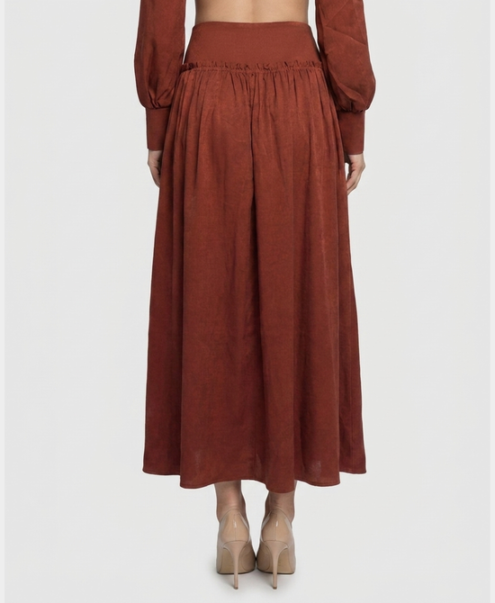 
Banded Waist Maxi Skirt in RUST view 2