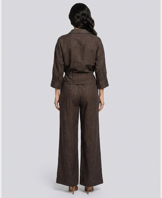 
Peplum Jacket & Pants - 2 Pc Set in BROWN view 2