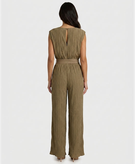 
Pleated Blouse & Pants Set- 2 Pc Set in OLIVE TAN view 2
