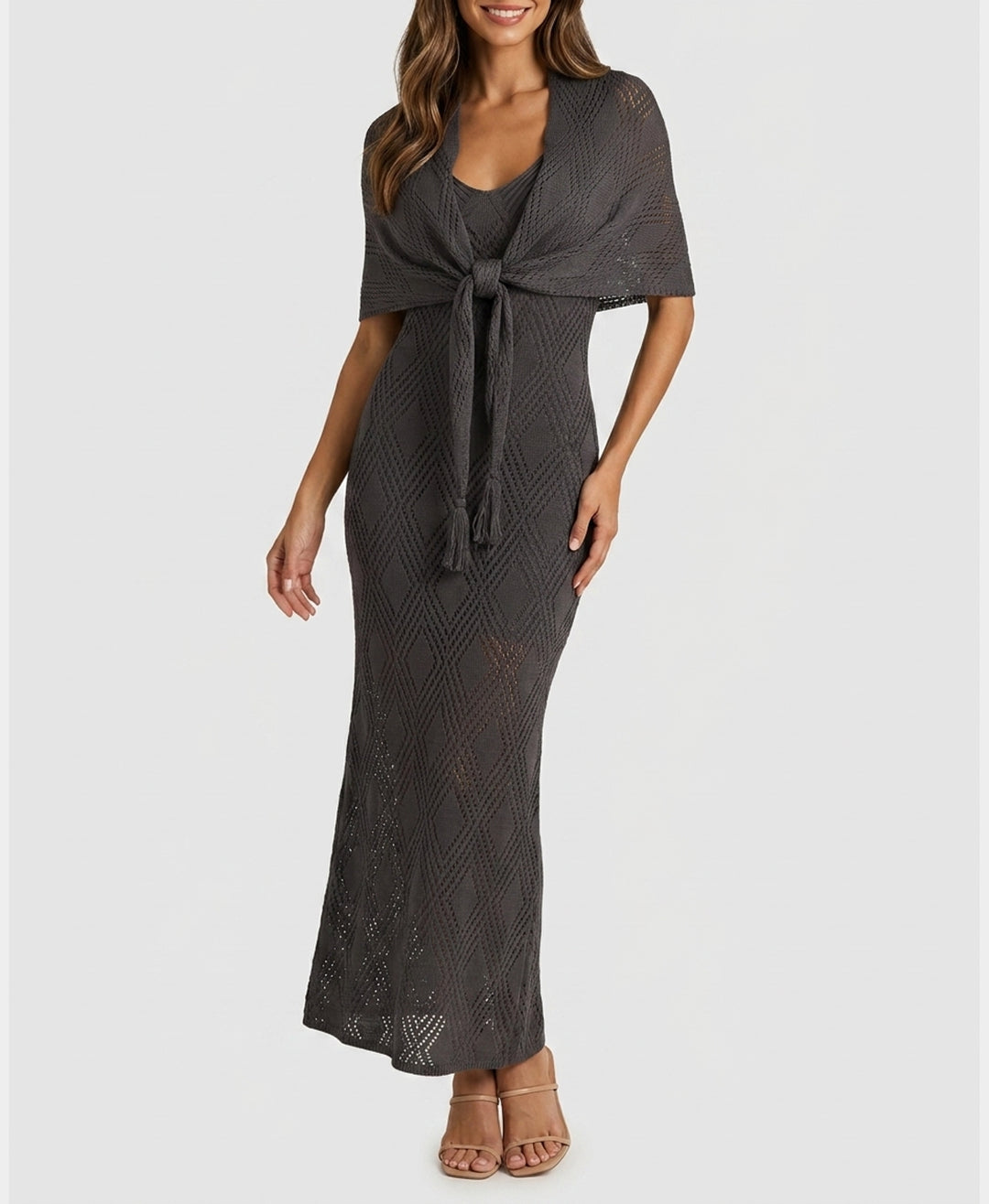 maxi dress shawl Knit w/ Shawl- 2 Pc Set – FOX'S Elevate your style with Wedtrend Women Grey Blue Size:XL (17.5) 36/37 (1756) Long Prom Dresses Under 150