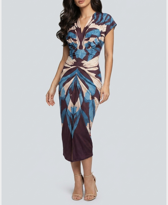 
Print Midi Dress in BLUE/BROWN view 1