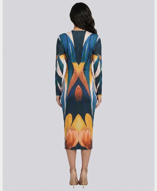 
Print Midi Dress in TEAL/BROWN view 2