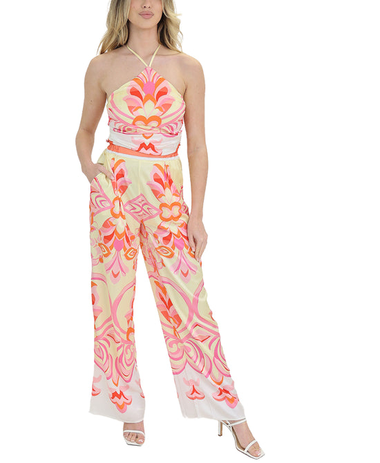 Printed Halter Top & Pant Set - 2 Pc Set view 