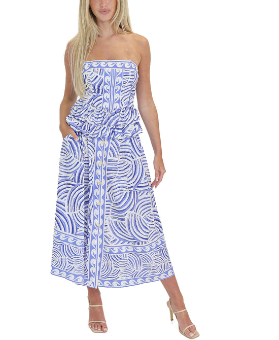 Printed Peplum Top & Maxi Skirt Set - 2 Pc Set view 