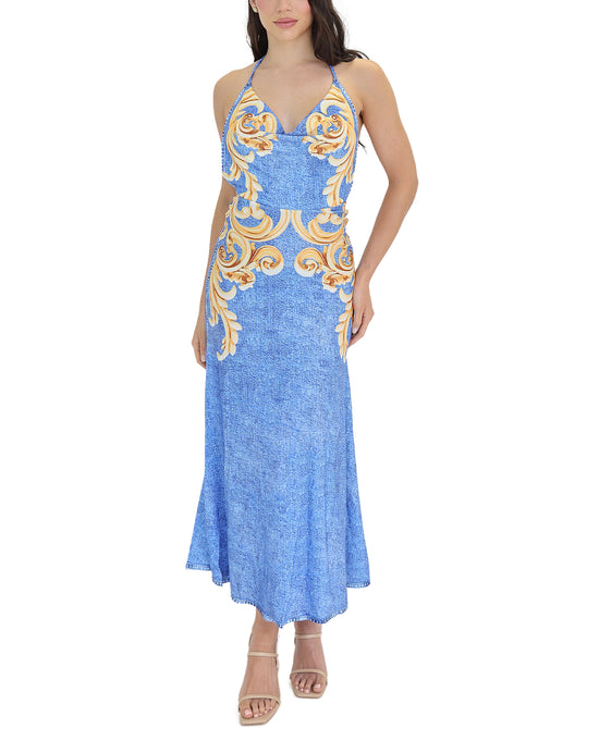 Denim Printed Halter Dress view 