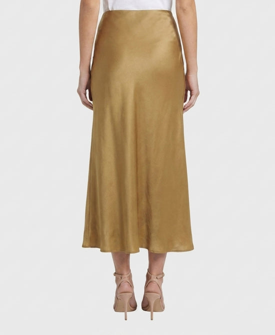 
Side Tie Satin Maxi Skirt in CAMEL view 2