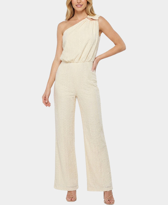 
One Shoulder Jumpsuit w/ Gold Hardware in CREAM view 1