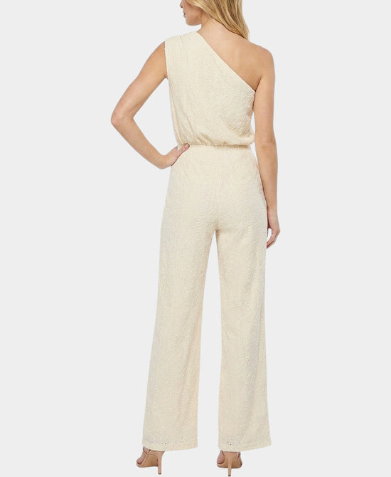 
One Shoulder Jumpsuit w/ Gold Hardware in CREAM view 2