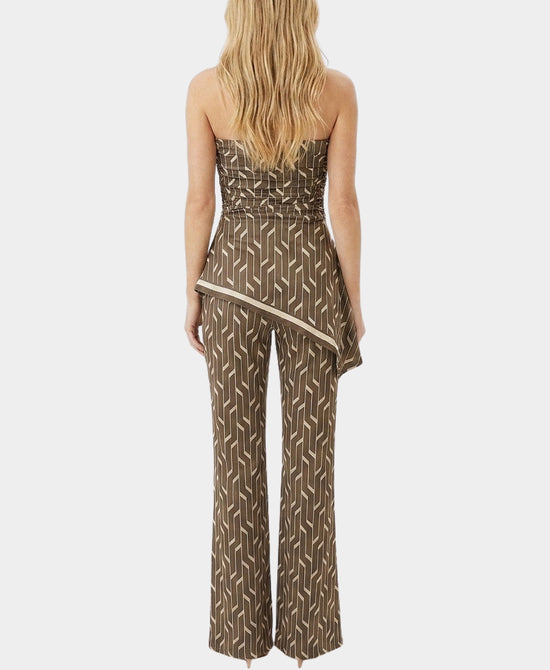 
Geo Print Strapless Jumpsuit in OLIVE/CREAM view 2