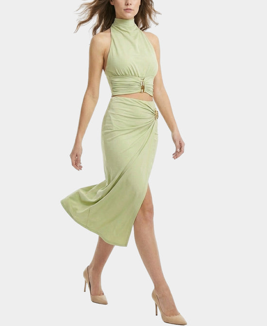 Halter Top & Skirt w/ Gold Hardware Detail - 2 Pc Set view 1