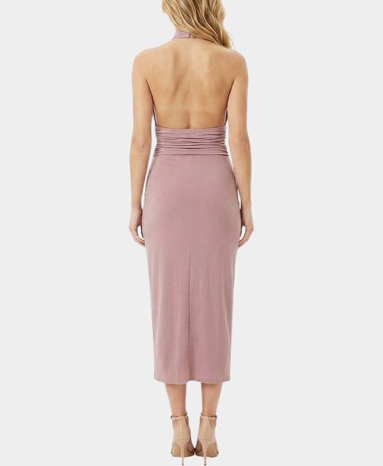 
Halter Top & Skirt w/ Gold Hardware Detail - 2 Pc Set in PURPLE/MAUVE view 2