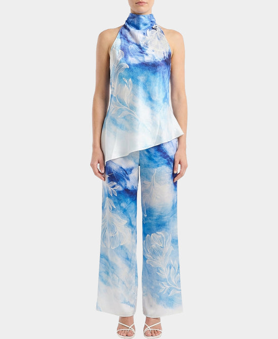 Satin Printed Halter Top & Pants - 2 Pc Set view 1