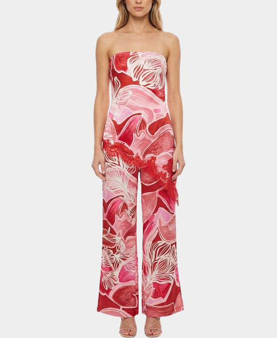 Satin Strapless Top w/ Lace Trim & Pants - 2 Pc Set view 1