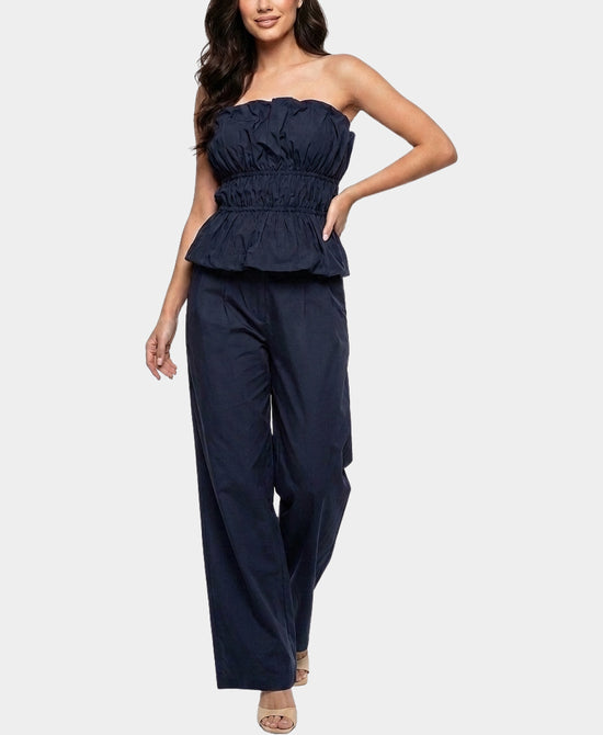 
Bubble Top & Pants Set- 2 Pc Set in NAVY view 1