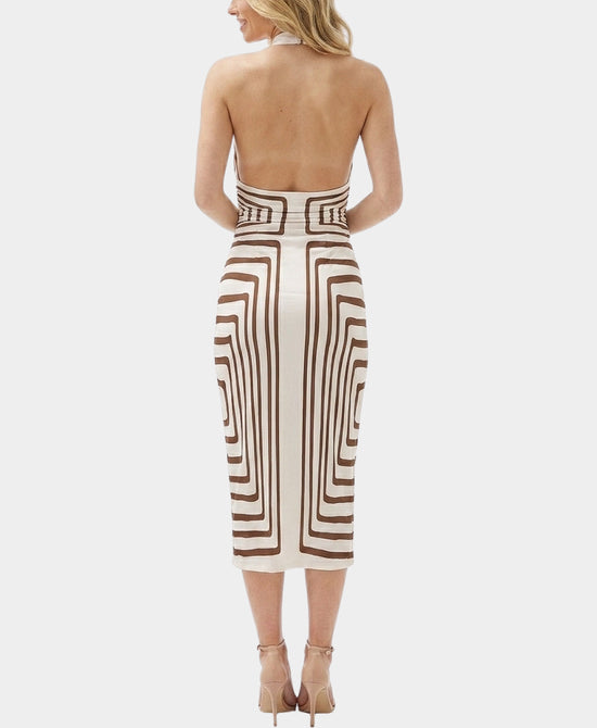 
Halter Top & Skirt w/ Gold Hardware Detail - 2 Pc Set in CREAM/BROWN view 2