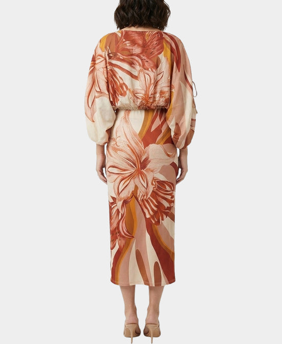 
Floral Print Blouse & Skirt Set - 2 Pc Set in RUST/BEIGE view 2