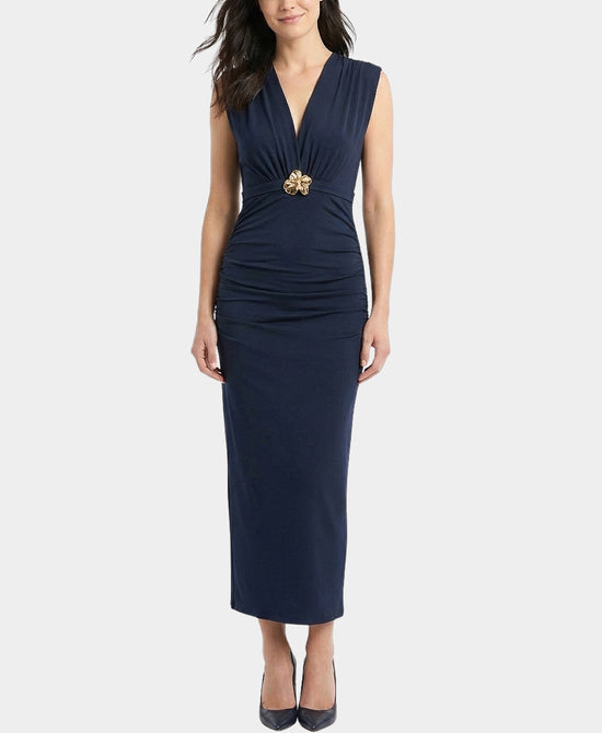 Solid Midi Dress w/ Gold Hardware Detail view 1