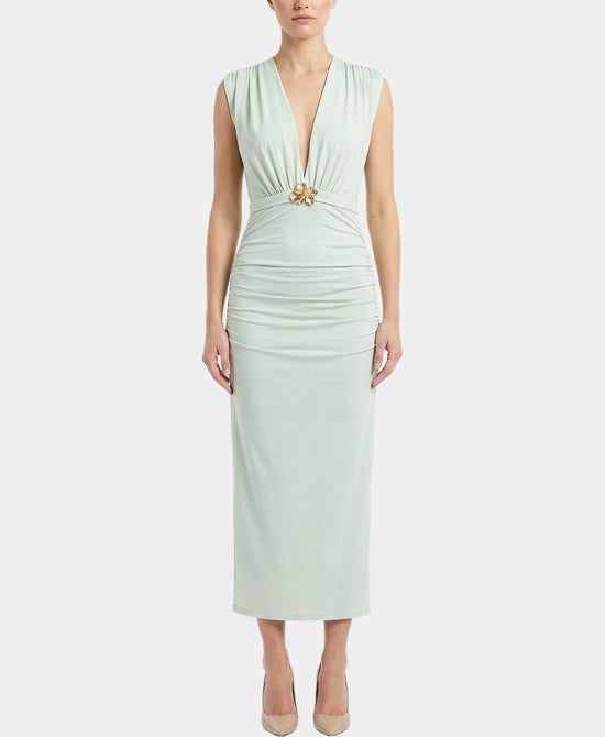 Solid Midi Dress w/ Gold Hardware Detail view 1
