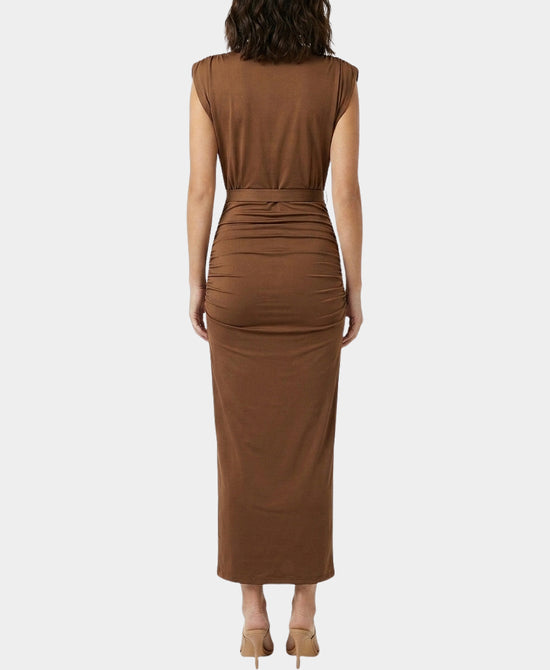 
Maxi Dress w/ Gold Hardware Detail in BROWN view 2