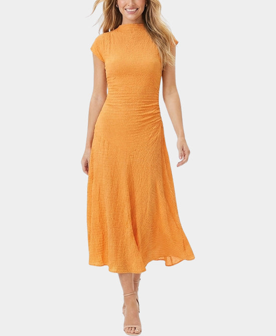 
Midi Dress w/ Ruched Side in ORANGE view 1