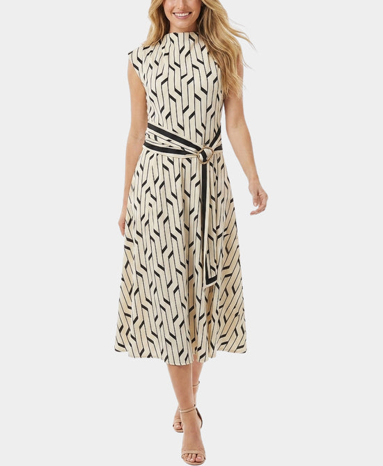 
Geometric Midi Dress in IVORY/BLACK view 1