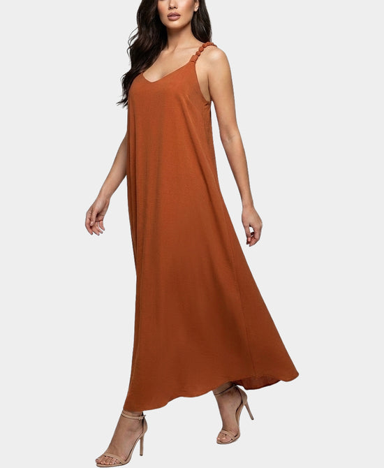 
Maxi Dress w/ Twisted Strap Detail in BURNT ORANGE view 1