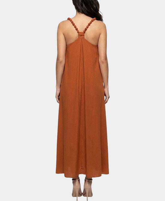 
Maxi Dress w/ Twisted Strap Detail in BURNT ORANGE view 2