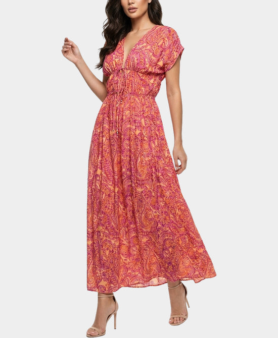 
Paisley Print Maxi Dress in PINK MULTI view 1