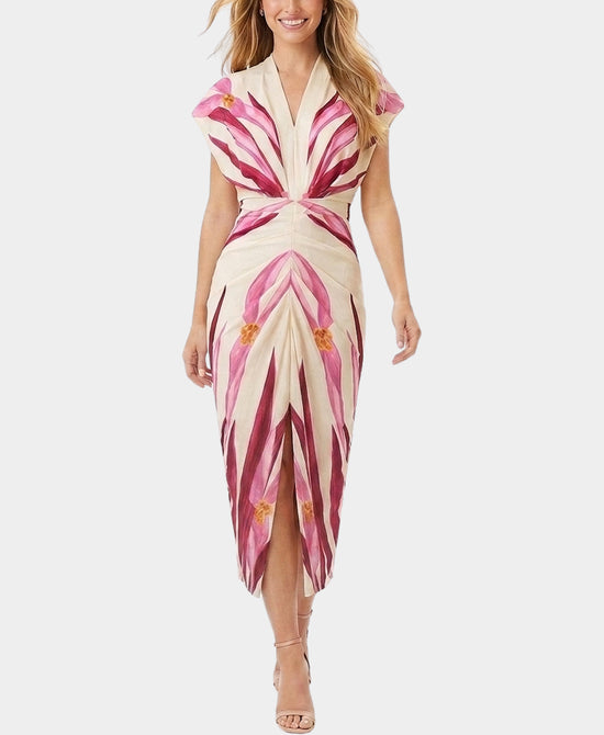 
Printed Midi Dress in PINK/CREAM view 1