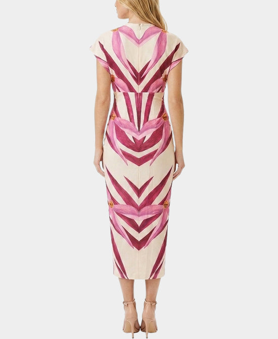 
Printed Midi Dress in PINK/CREAM view 2
