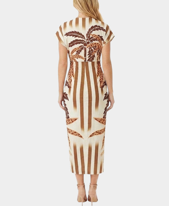 
Printed Midi Dress in BEIGE MULTI view 2