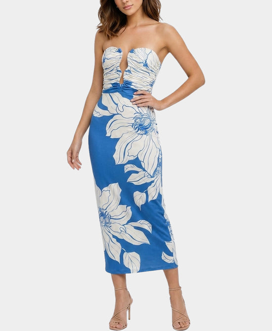 
Strapless Floral Dress in BLUE view 1