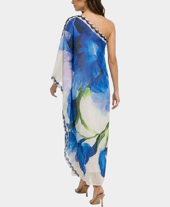 
Printed One Shoulder Maxi Dress in BLUE view 2