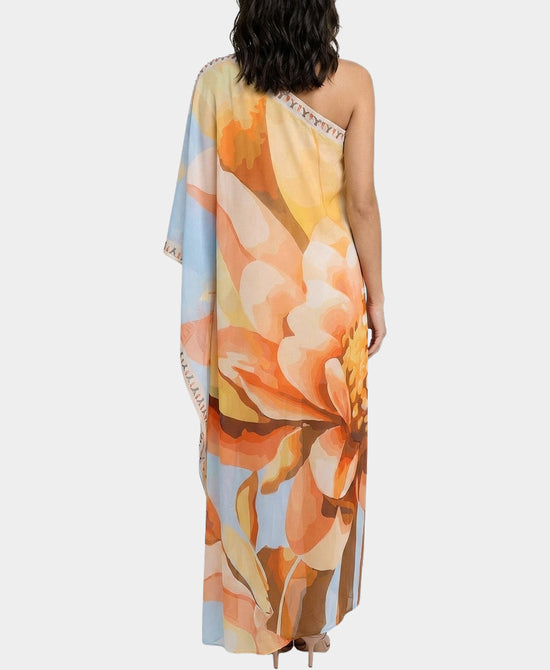 
Printed One Shoulder Maxi Dress in ORANGE MULTI view 2