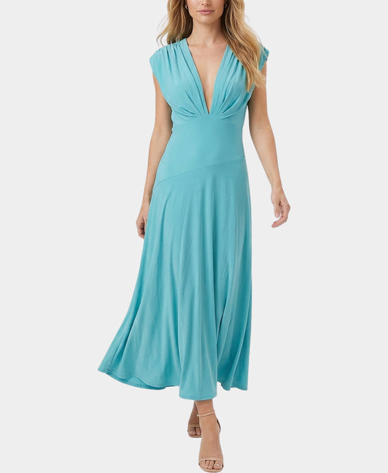 
Deep V Midi Dress in AQUA view 1