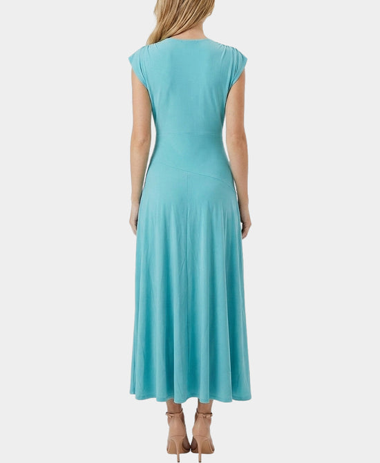 
Deep V Midi Dress in AQUA view 2