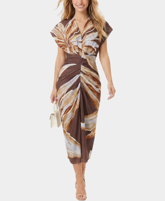 
Printed Midi Dress in BROWN view 1