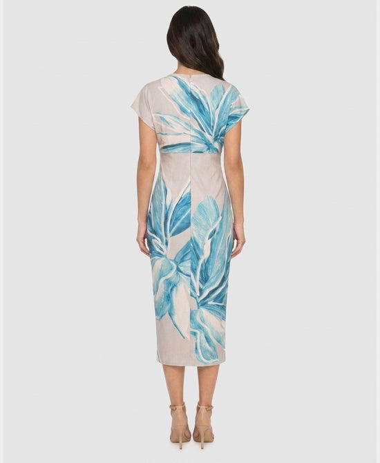 
Printed Midi Dress in BEIGE/BLUE view 2
