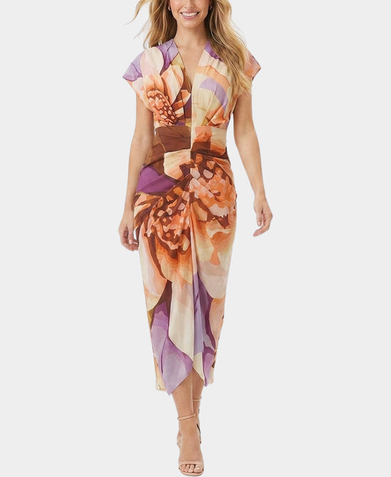 
Printed Midi Dress in LAVENDER/ORANGE view 1
