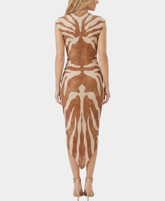 
Printed Midi Dress in BROWN/TAN view 2