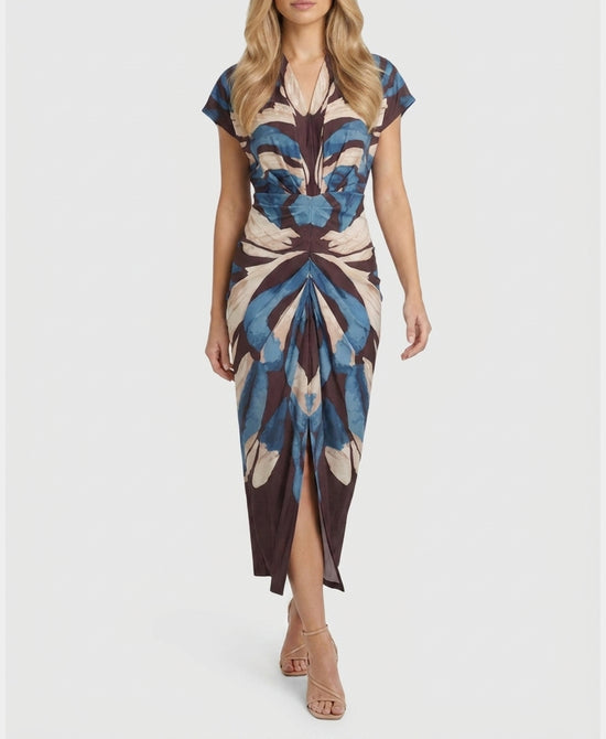 
Printed Midi Dress in BURGUNDY MULTI view 1