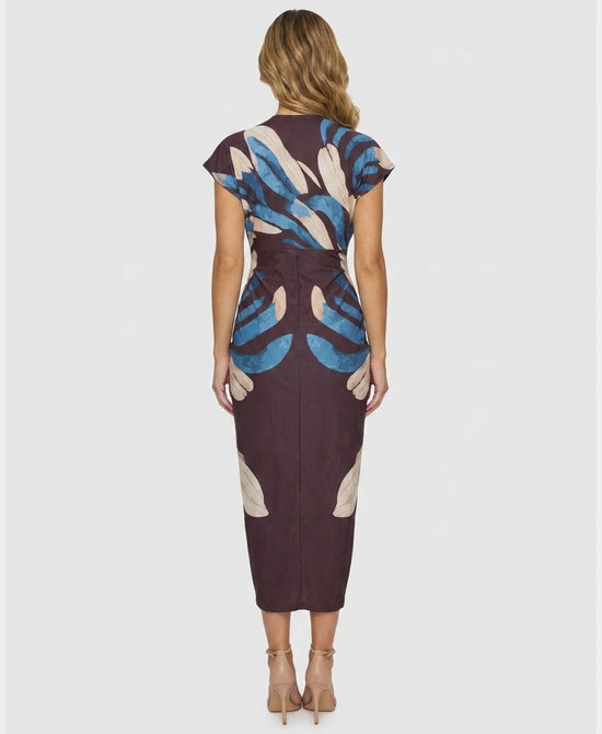 
Printed Midi Dress in BURGUNDY MULTI view 2