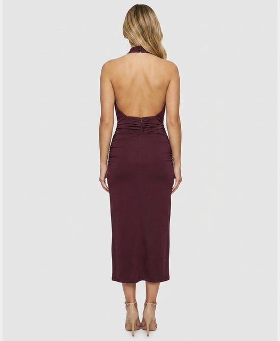 
Halter Midi Dress in BURGUNDY view 2