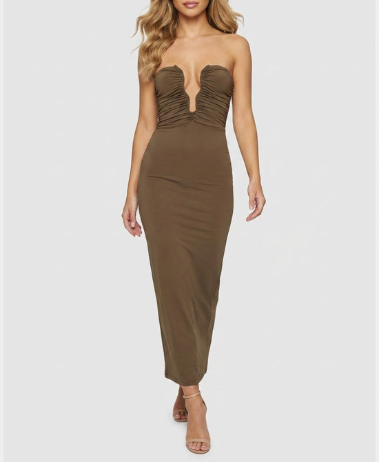 
Strapless Maxi Dress in OLIVE view 1